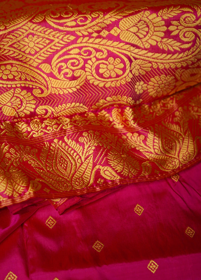 Pink Assam Pure Silk Saree With Blouse Piece - Indian Silk House Agencies