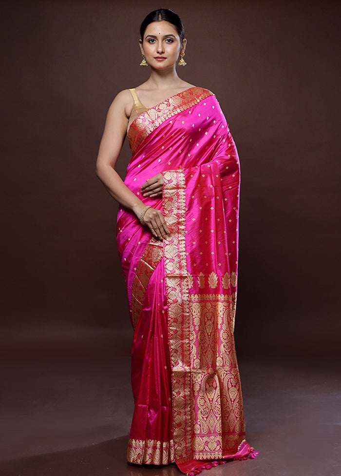 Pink Assam Pure Silk Saree With Blouse Piece - Indian Silk House Agencies