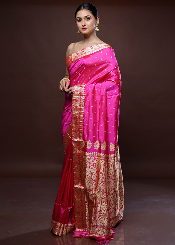 Pink Assam Pure Silk Saree With Blouse Piece - Indian Silk House Agencies