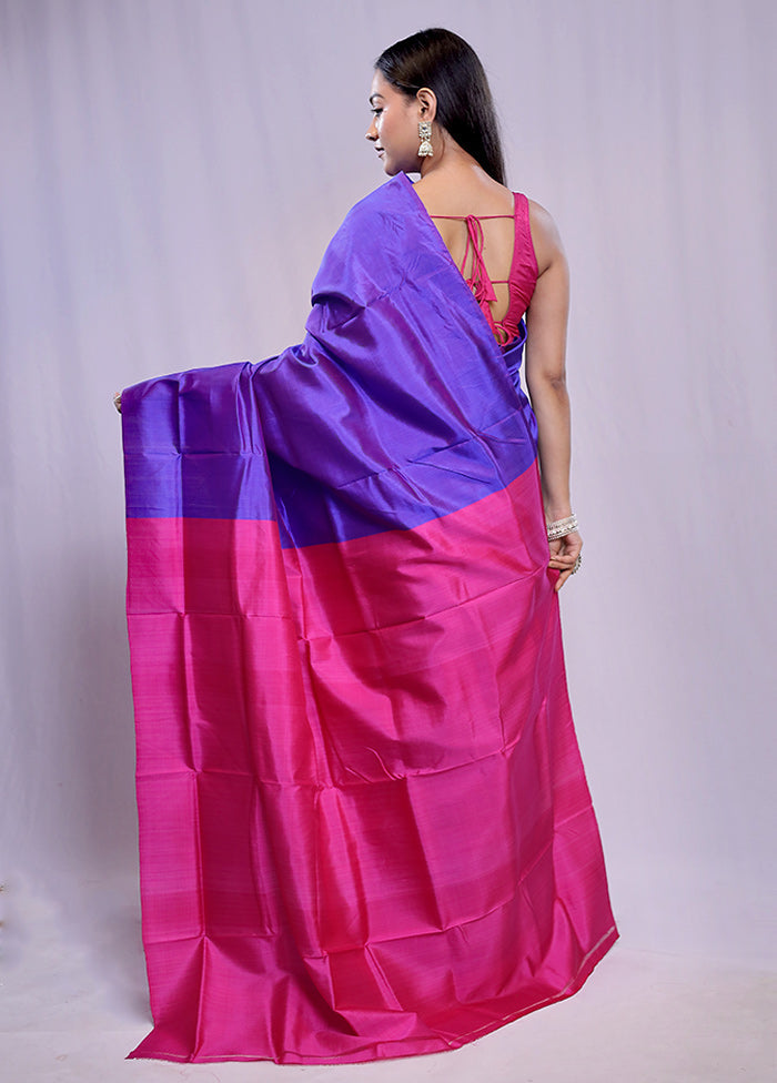 Purple Katan Silk Saree With Blouse Piece - Indian Silk House Agencies