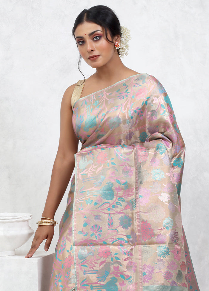 Grey Kanchipuram Pure Silk Saree With Blouse Piece