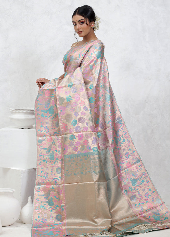 Grey Kanchipuram Pure Silk Saree With Blouse Piece