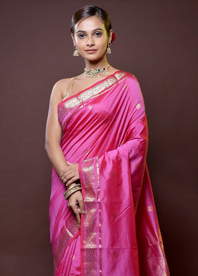 Purple Kanjivaram Silk Saree With Blouse Piece