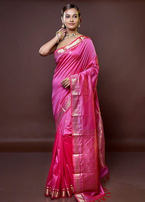 Purple Kanjivaram Silk Saree With Blouse Piece