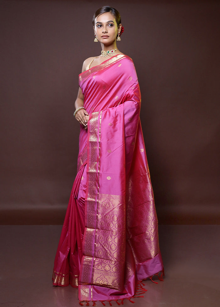 Purple Kanjivaram Silk Saree With Blouse Piece