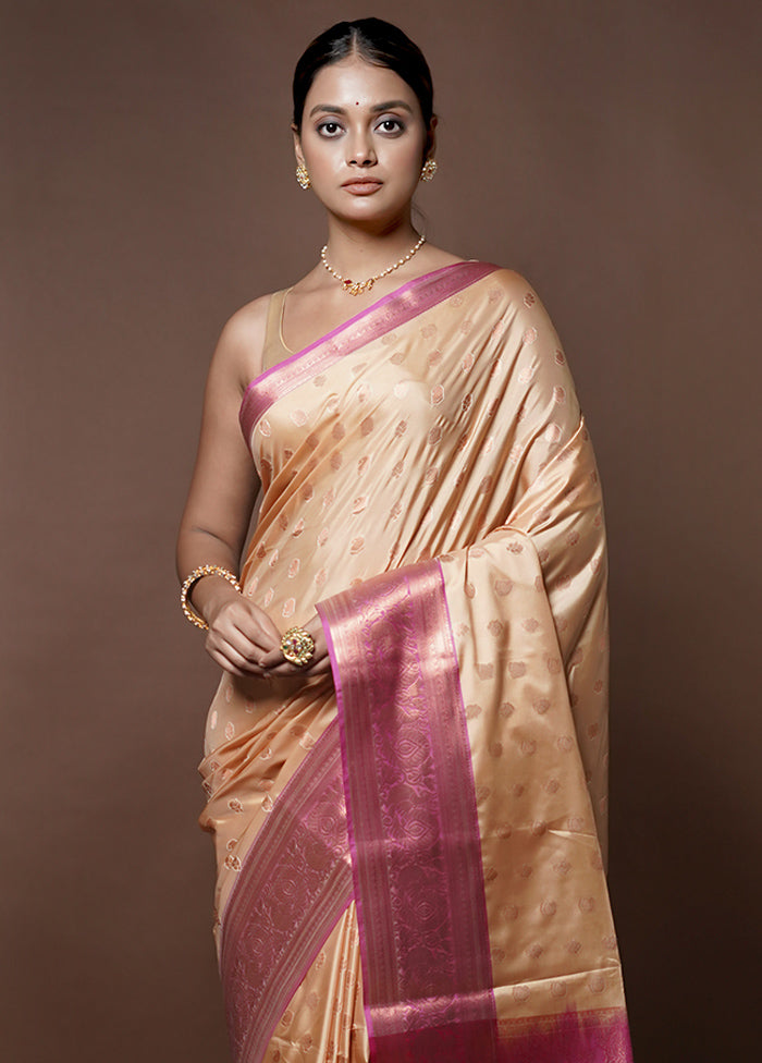 Yellow Dupion Silk Saree With Blouse Piece