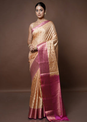 Yellow Dupion Silk Saree With Blouse Piece