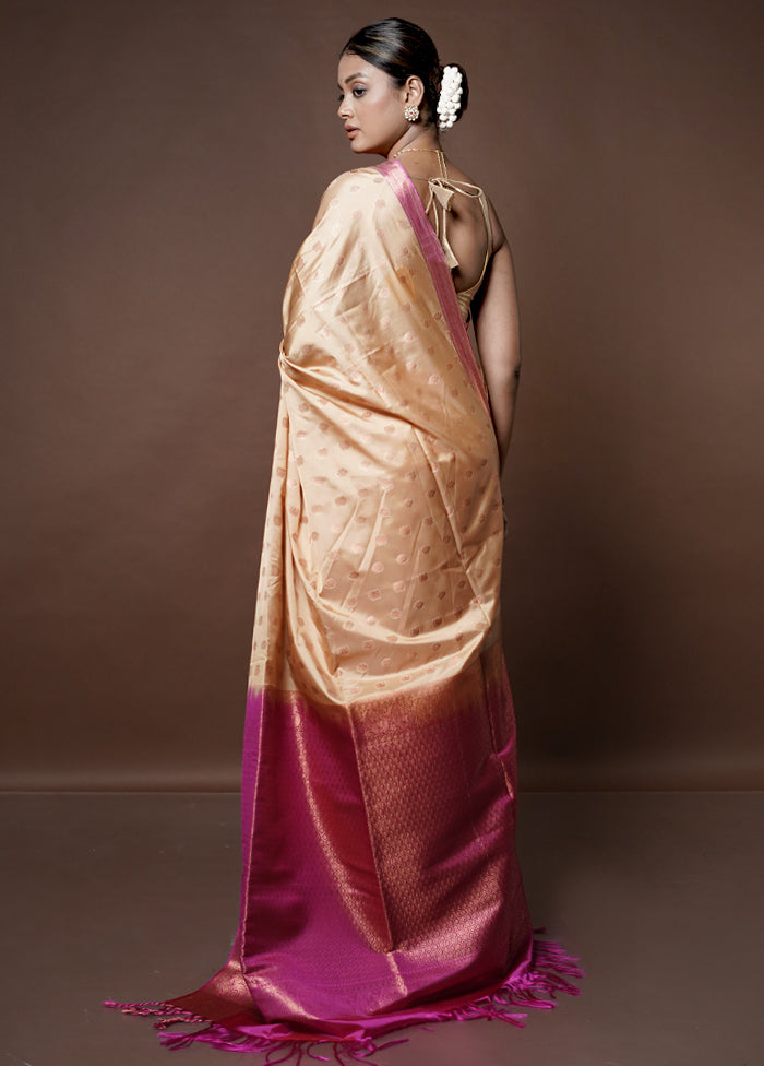 Yellow Dupion Silk Saree With Blouse Piece