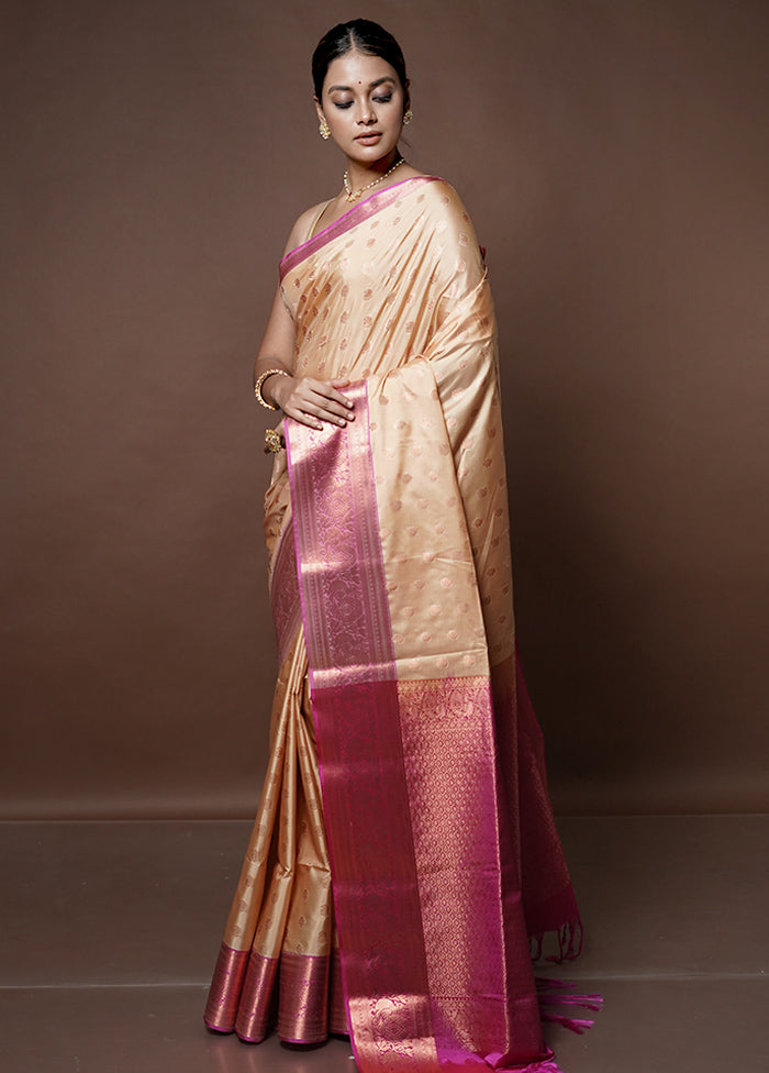 Yellow Dupion Silk Saree With Blouse Piece