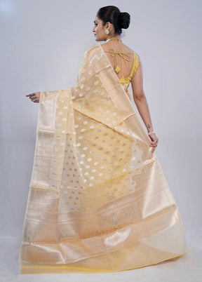 Yellow Organza Saree With Blouse Piece - Indian Silk House Agencies