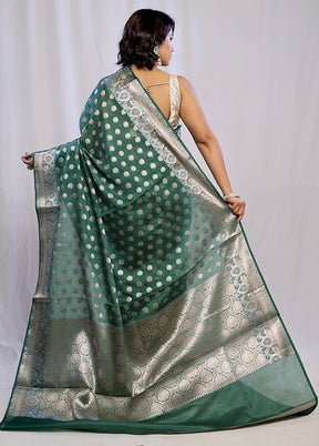 Green Dupion Silk Saree With Blouse Piece - Indian Silk House Agencies