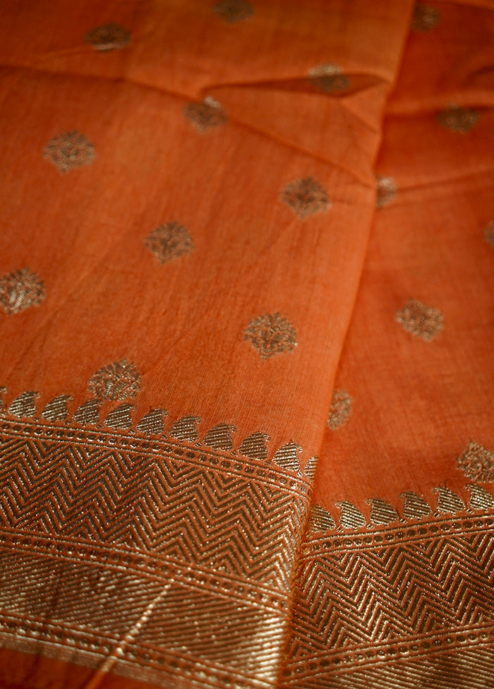 Orange Pure Cotton Saree With Blouse Piece - Indian Silk House Agencies