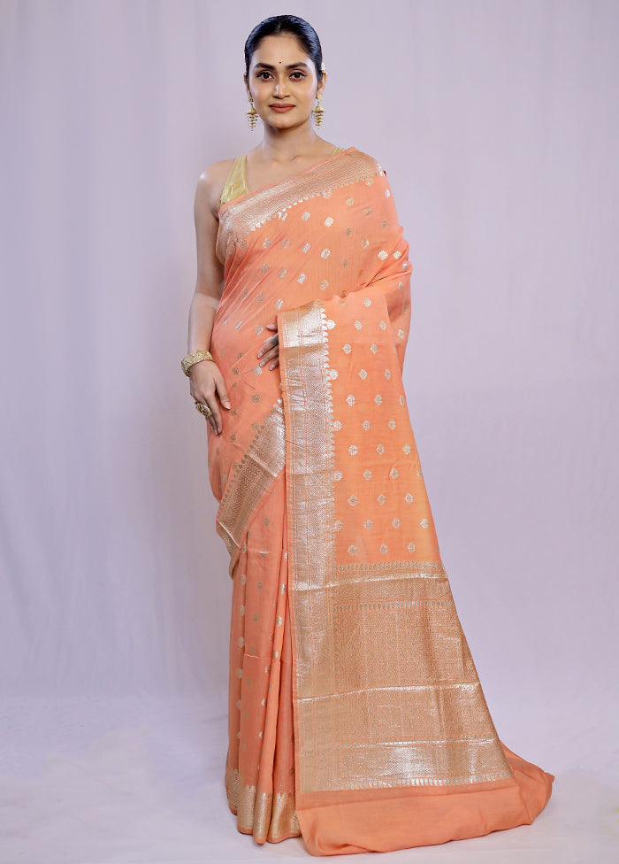 Orange Pure Cotton Saree With Blouse Piece - Indian Silk House Agencies