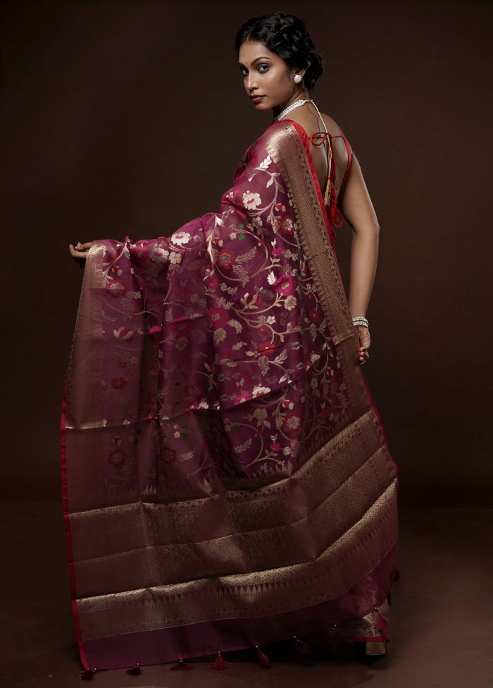 Pink Kora Silk Saree With Blouse Piece - Indian Silk House Agencies