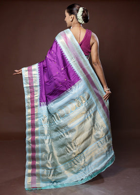 Purple Gadwal Pure Silk Saree Without Blouse Piece - Indian Silk House Agencies