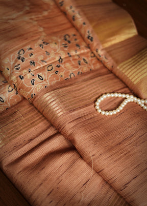 Cream Tussar Silk Saree With Blouse Piece - Indian Silk House Agencies