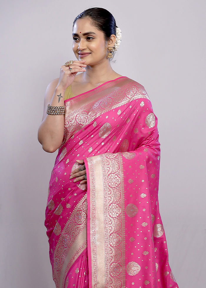 Pink Dupion Silk Saree With Blouse Piece - Indian Silk House Agencies