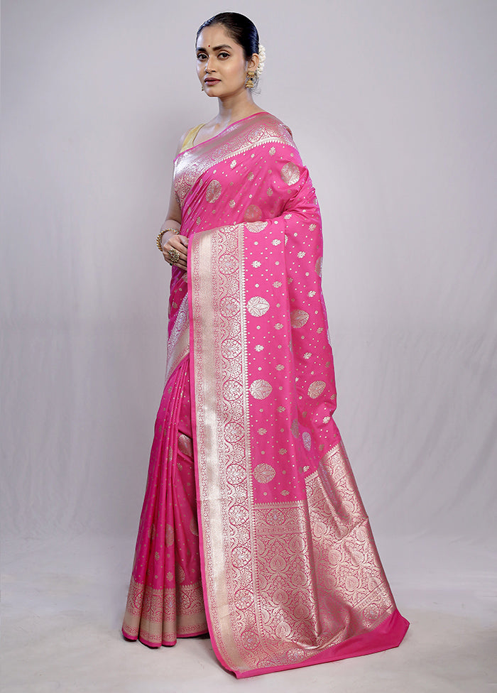 Pink Dupion Silk Saree With Blouse Piece - Indian Silk House Agencies