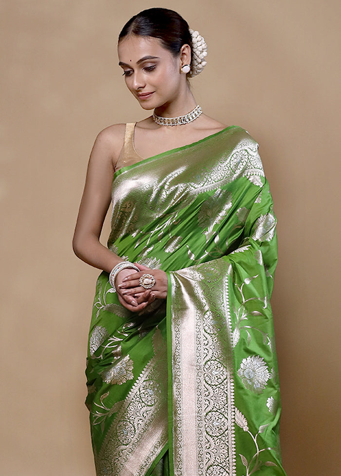 Green Dupion Silk Saree With Blouse Piece