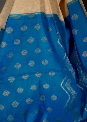 Blue Kora Silk Saree With Blouse Piece - Indian Silk House Agencies