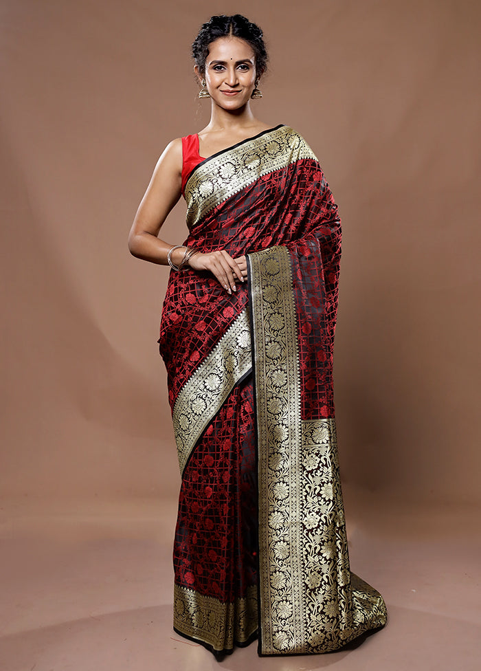 Maroon Tanchoi Banarasi Silk Saree With Blouse Piece - Indian Silk House Agencies