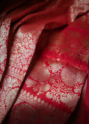 Red Uppada Pure Silk Saree With Blouse Piece - Indian Silk House Agencies