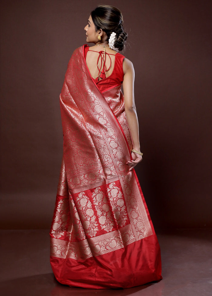 Red Uppada Pure Silk Saree With Blouse Piece - Indian Silk House Agencies