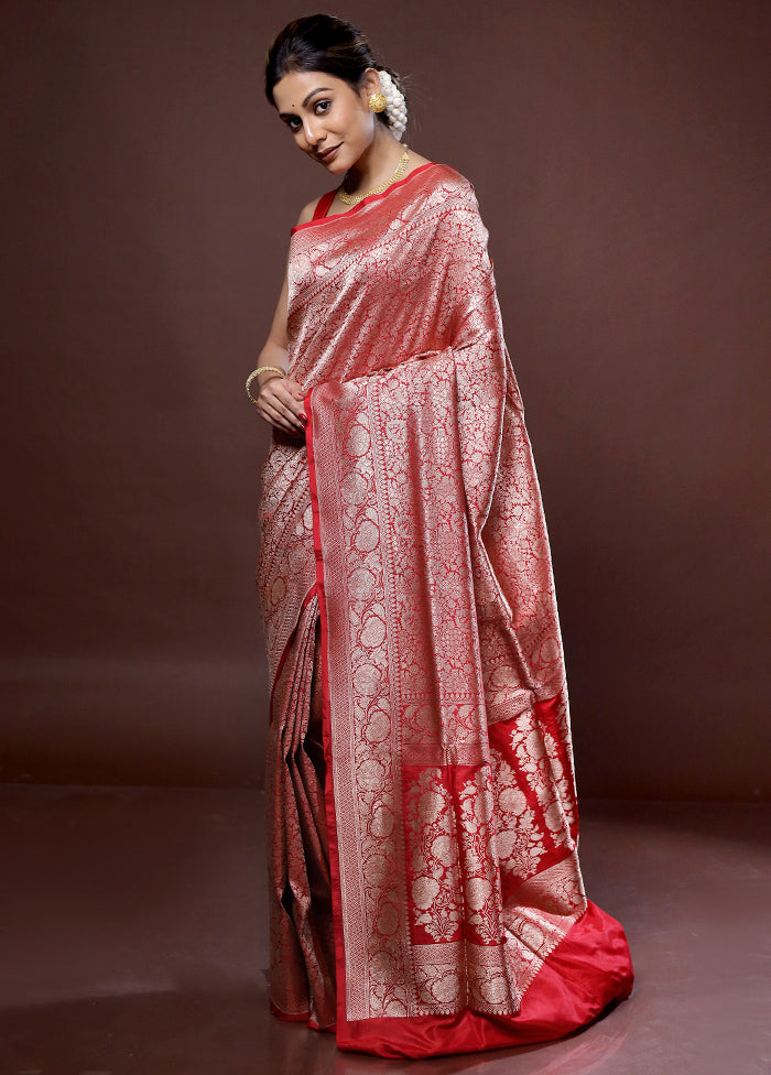 Red Uppada Pure Silk Saree With Blouse Piece - Indian Silk House Agencies