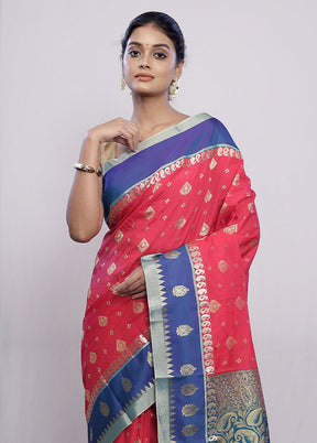 Pink Kanjivaram Silk Saree With Blouse Piece - Indian Silk House Agencies