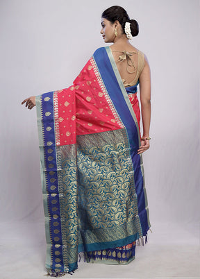 Pink Kanjivaram Silk Saree With Blouse Piece - Indian Silk House Agencies