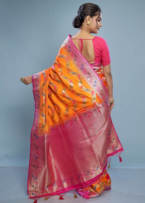 Rust Dupion Silk Saree With Blouse Piece - Indian Silk House Agencies