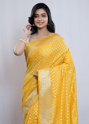 Yellow Kora Silk Saree With Blouse Piece - Indian Silk House Agencies