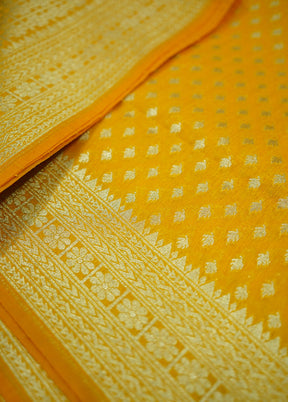 Yellow Kora Silk Saree With Blouse Piece - Indian Silk House Agencies