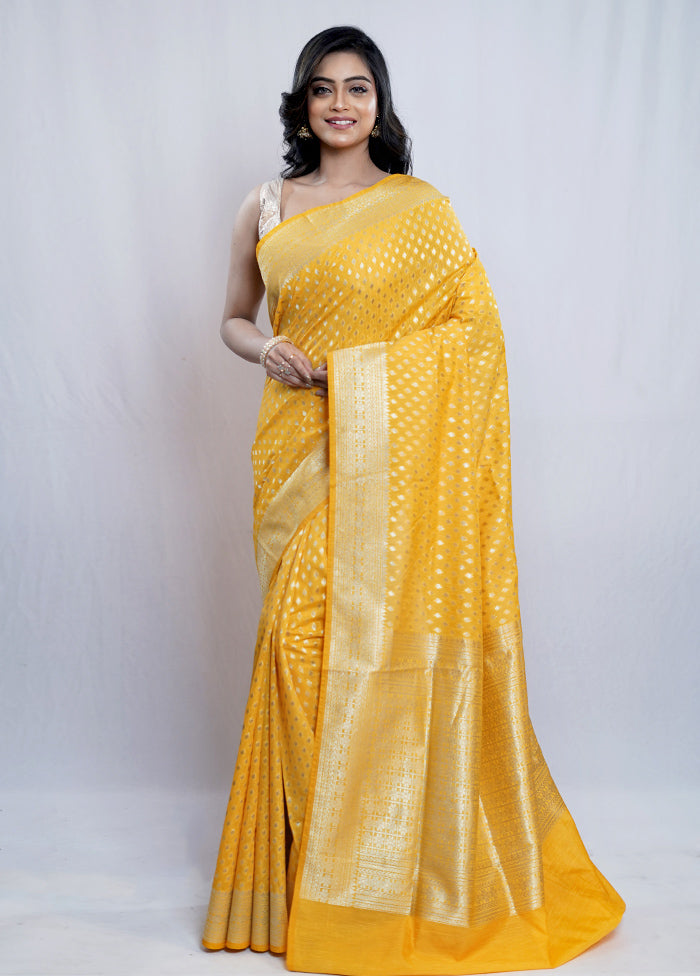 Yellow Kora Silk Saree With Blouse Piece - Indian Silk House Agencies