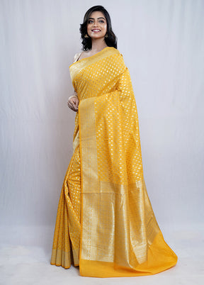 Yellow Kora Silk Saree With Blouse Piece - Indian Silk House Agencies