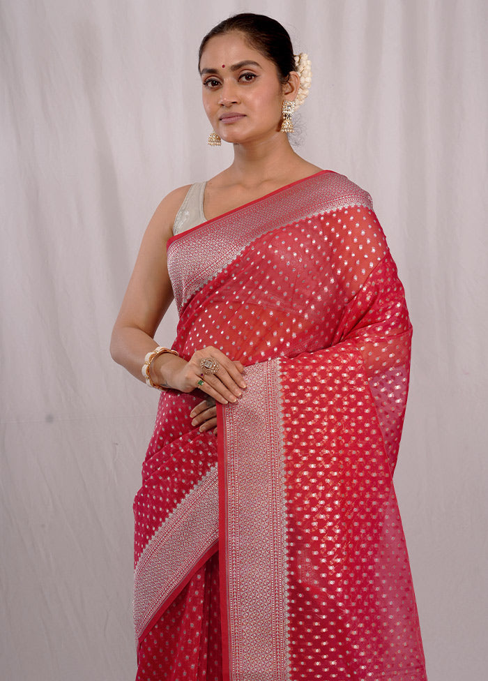 Pink Kora Silk Saree With Blouse Piece - Indian Silk House Agencies