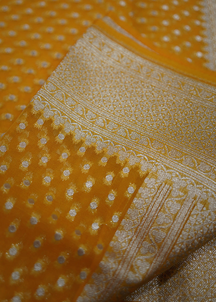 Yellow Kora Silk Saree With Blouse Piece - Indian Silk House Agencies