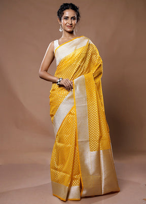 Yellow Kora Silk Saree With Blouse Piece - Indian Silk House Agencies