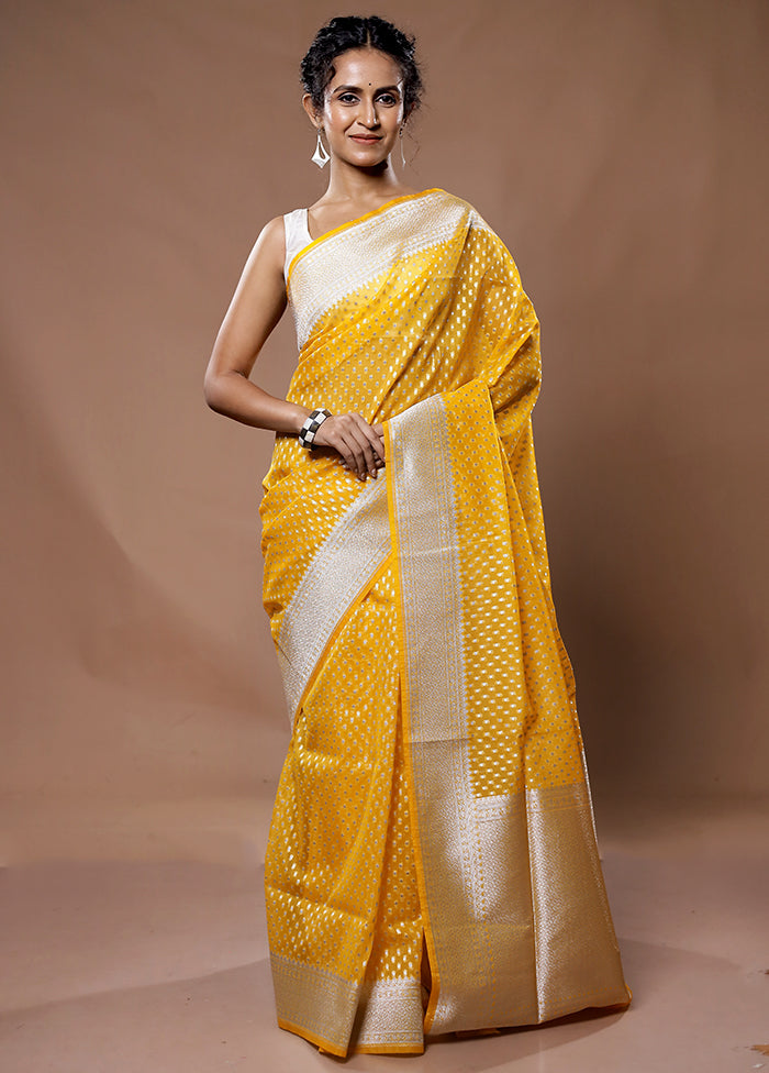 Yellow Kora Silk Saree With Blouse Piece - Indian Silk House Agencies