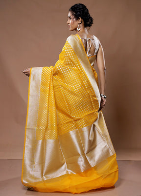 Yellow Kora Silk Saree With Blouse Piece - Indian Silk House Agencies