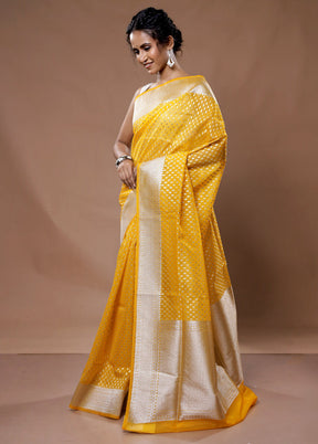 Yellow Kora Silk Saree With Blouse Piece - Indian Silk House Agencies