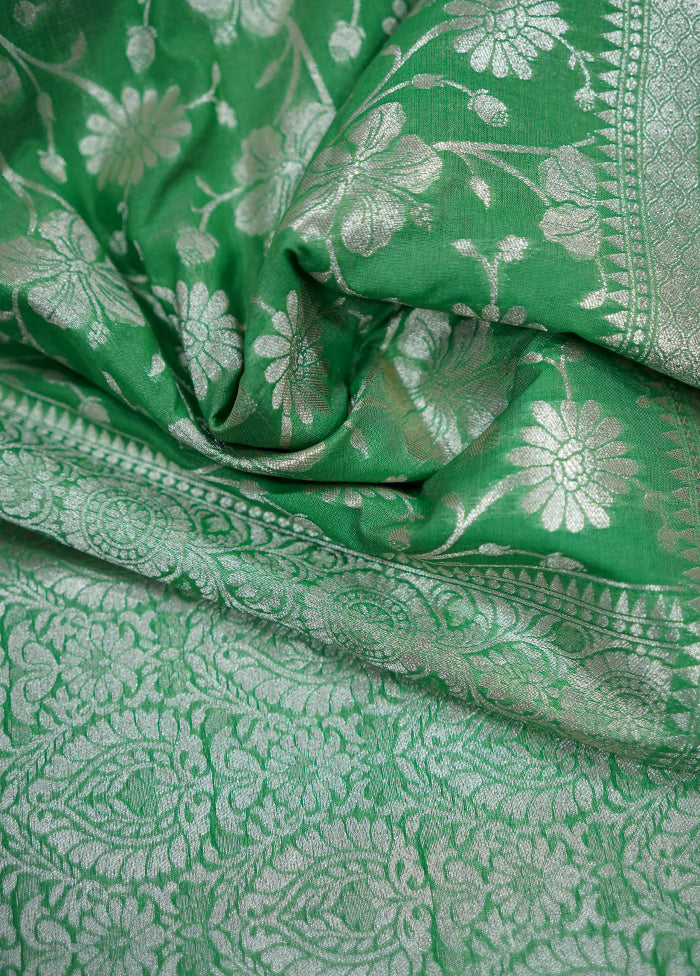 Green Uppada Silk Saree With Blouse Piece - Indian Silk House Agencies