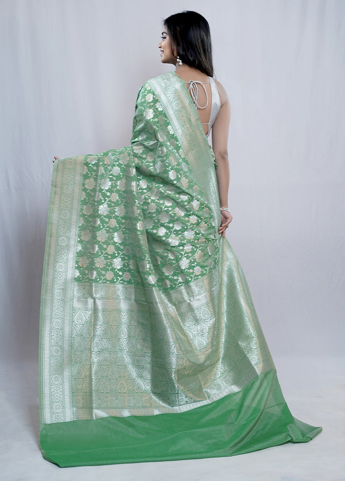 Green Uppada Silk Saree With Blouse Piece - Indian Silk House Agencies