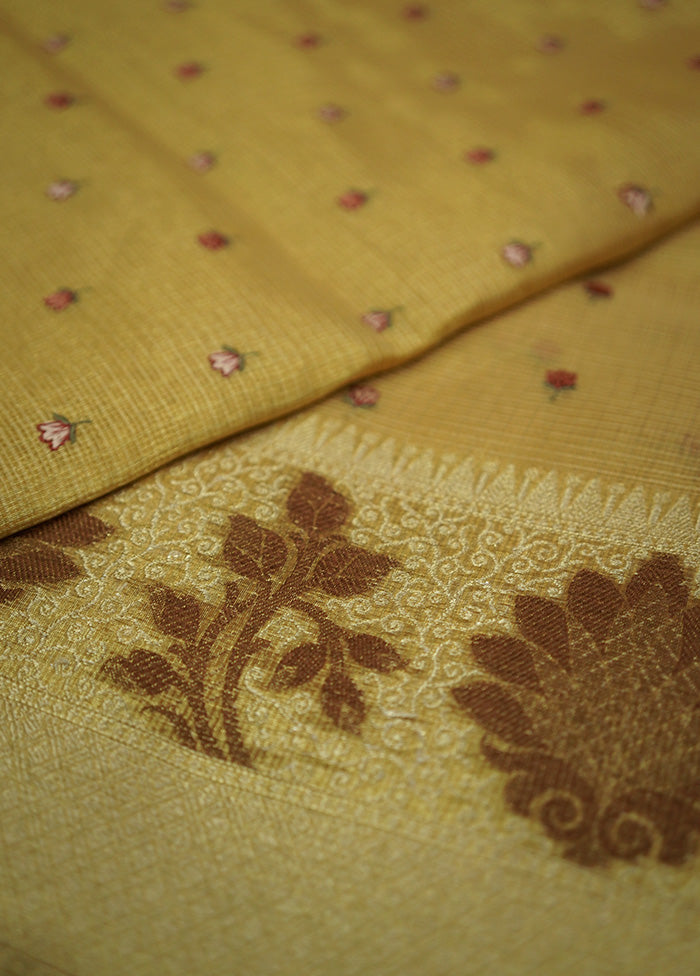 Cream Cotton Saree Without Blouse Piece - Indian Silk House Agencies