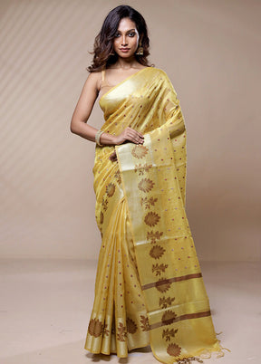 Cream Cotton Saree Without Blouse Piece - Indian Silk House Agencies