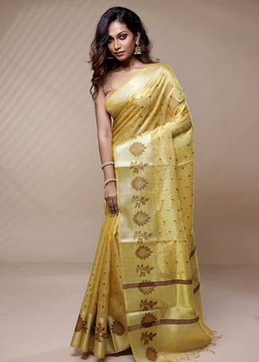 Cream Cotton Saree Without Blouse Piece - Indian Silk House Agencies