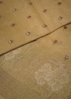 Cream Cotton Saree Without Blouse Piece - Indian Silk House Agencies