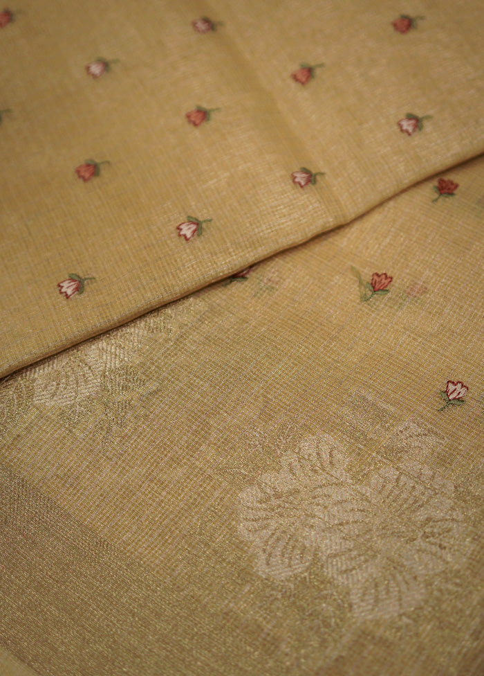 Cream Cotton Saree Without Blouse Piece - Indian Silk House Agencies