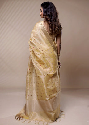 Cream Cotton Saree Without Blouse Piece - Indian Silk House Agencies