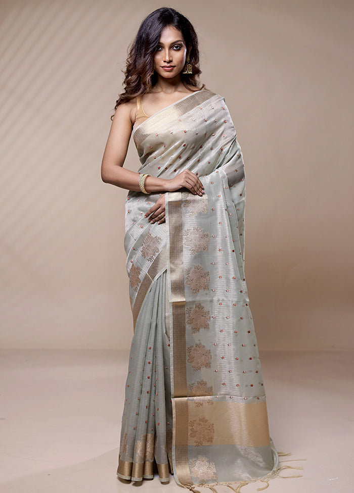 Grey Cotton Saree Without Blouse Piece - Indian Silk House Agencies